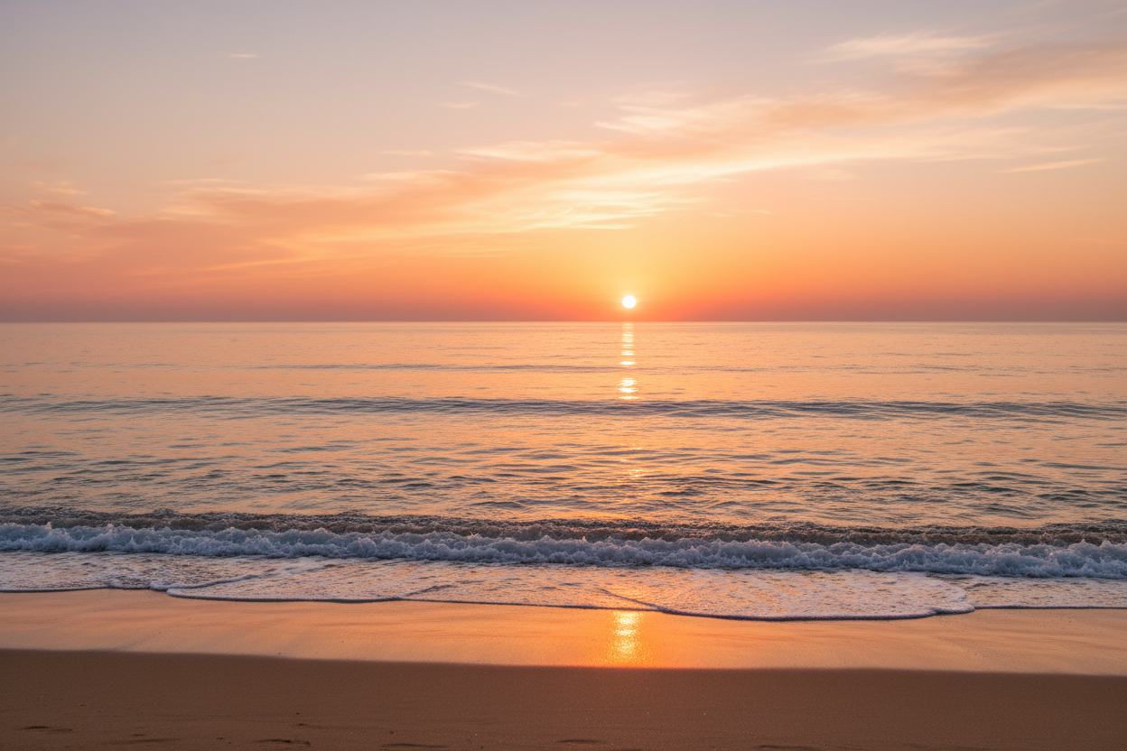 Overlooking the beach at sunrise